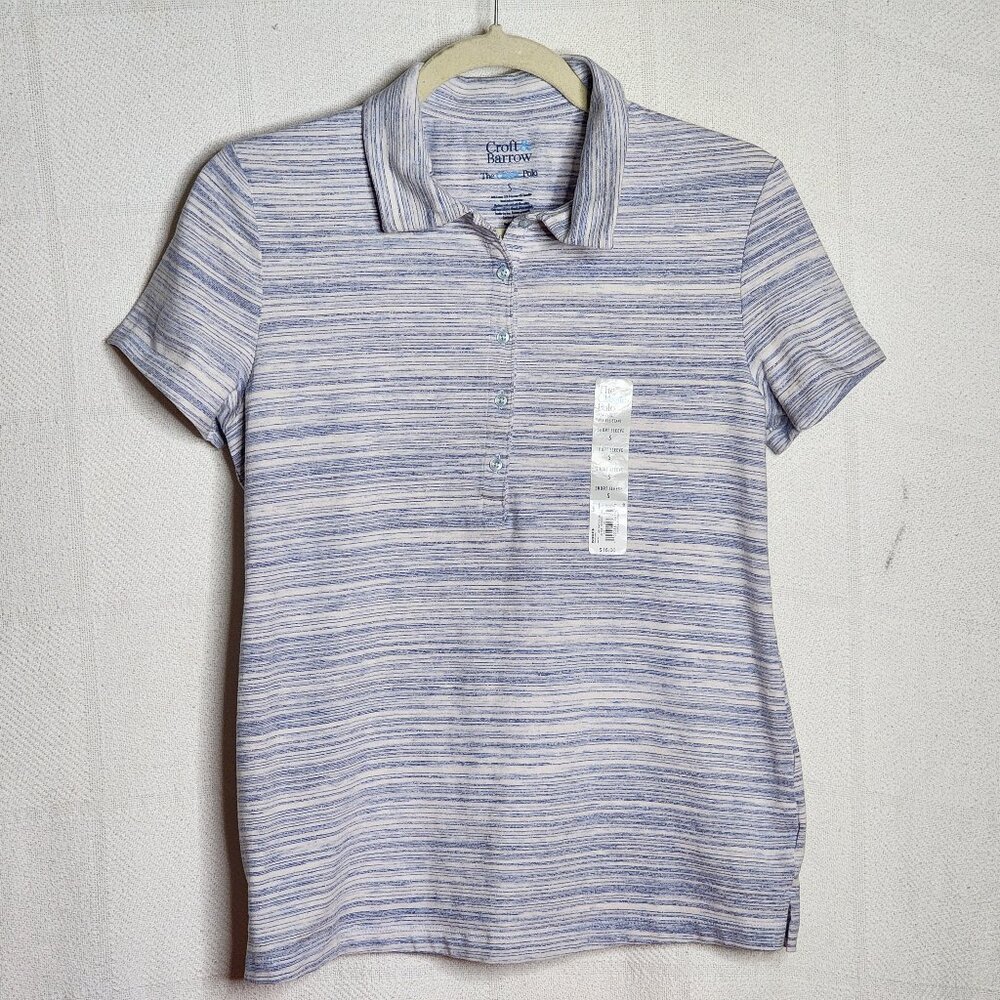 Croft & Barrow Shocking Cobalt SS Cotton Poly Span The Classic Polo Top Size S